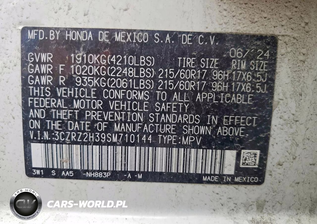 2025 Honda Hr-V Lx VIN:3CZRZ2H39SM710144 - 13