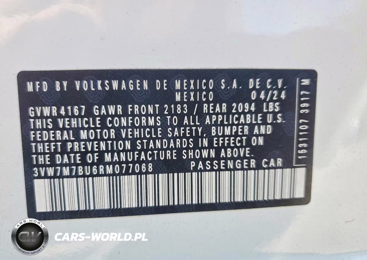 2024 Volkswagen Jetta Se VIN:3VW7M7BU6RM077068 - 13