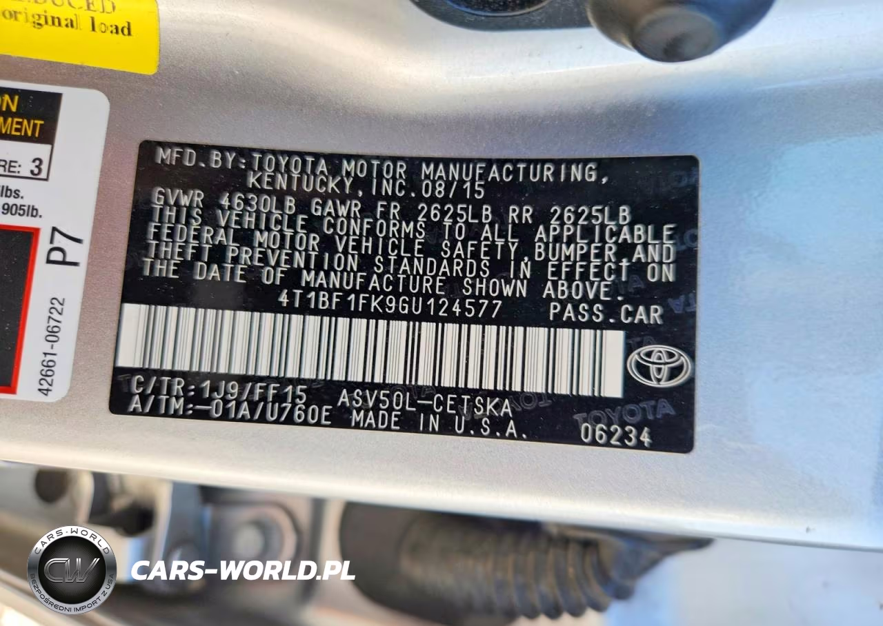 2016 Toyota Camry Se VIN:4T1BF1FK9GU124577 - 12