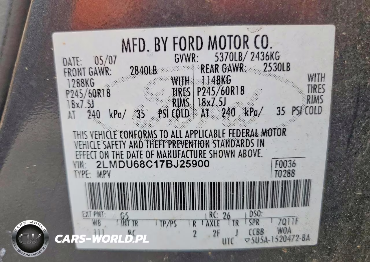 2007 Lincoln Mkx VIN:2LMDU68C17BJ25900 - 13