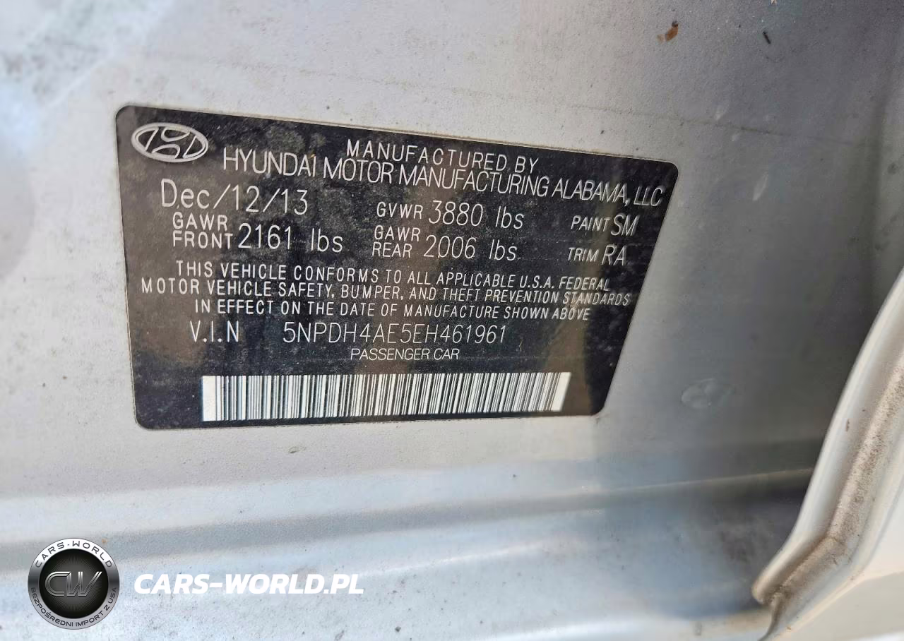 2014 Hyundai Elantra Se VIN:5NPDH4AE5EH461961 - 12