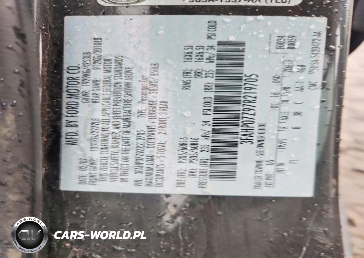 2007 Ford Fusion Se VIN:3FAHP07Z97R219705 - 12