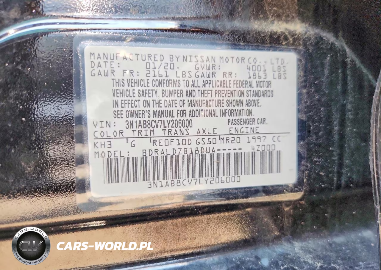 2020 Nissan Sentra Sv VIN:3N1AB8CV7LY206000 - 12