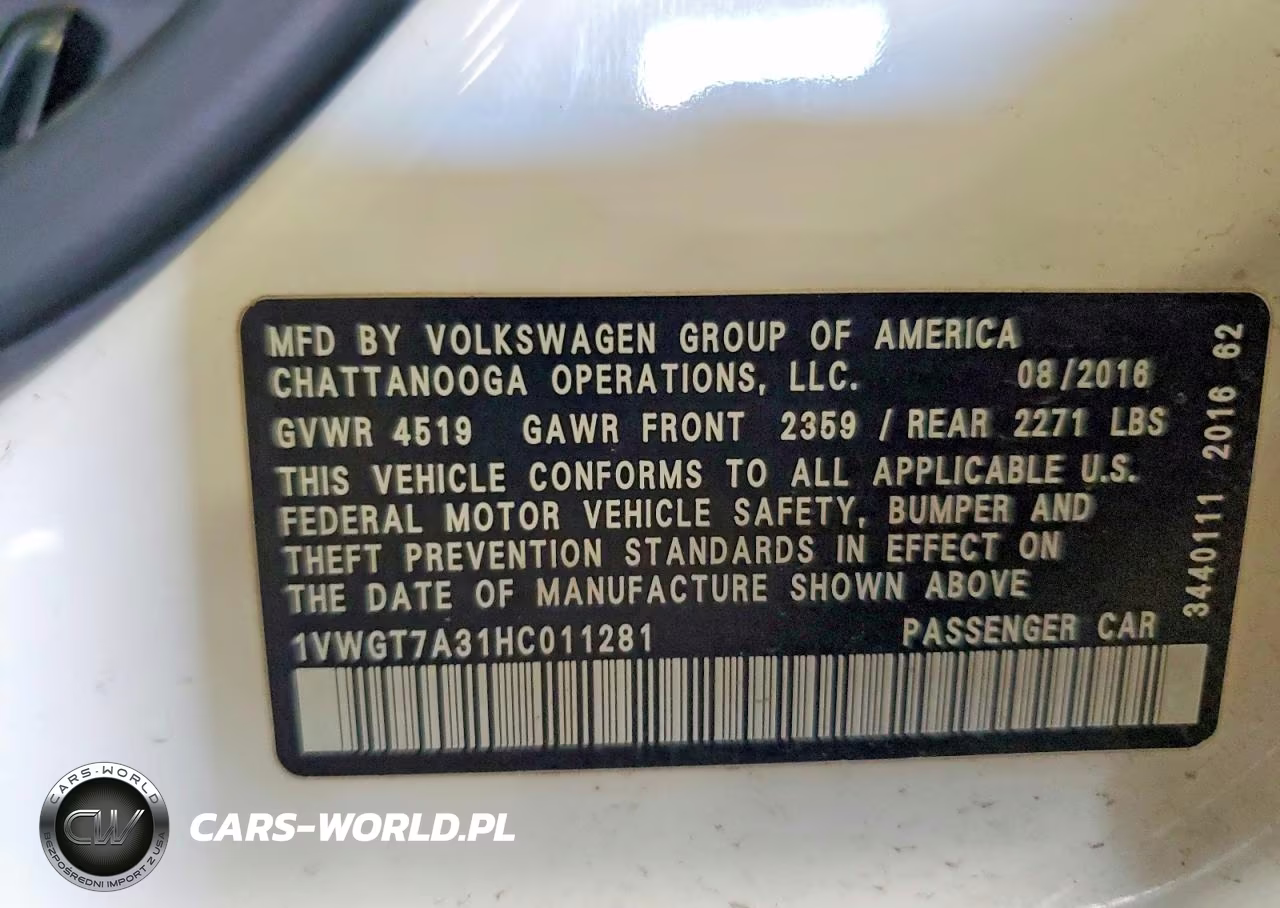 2017 Volkswagen Passat Se VIN:1VWGT7A31HC011281 - 12
