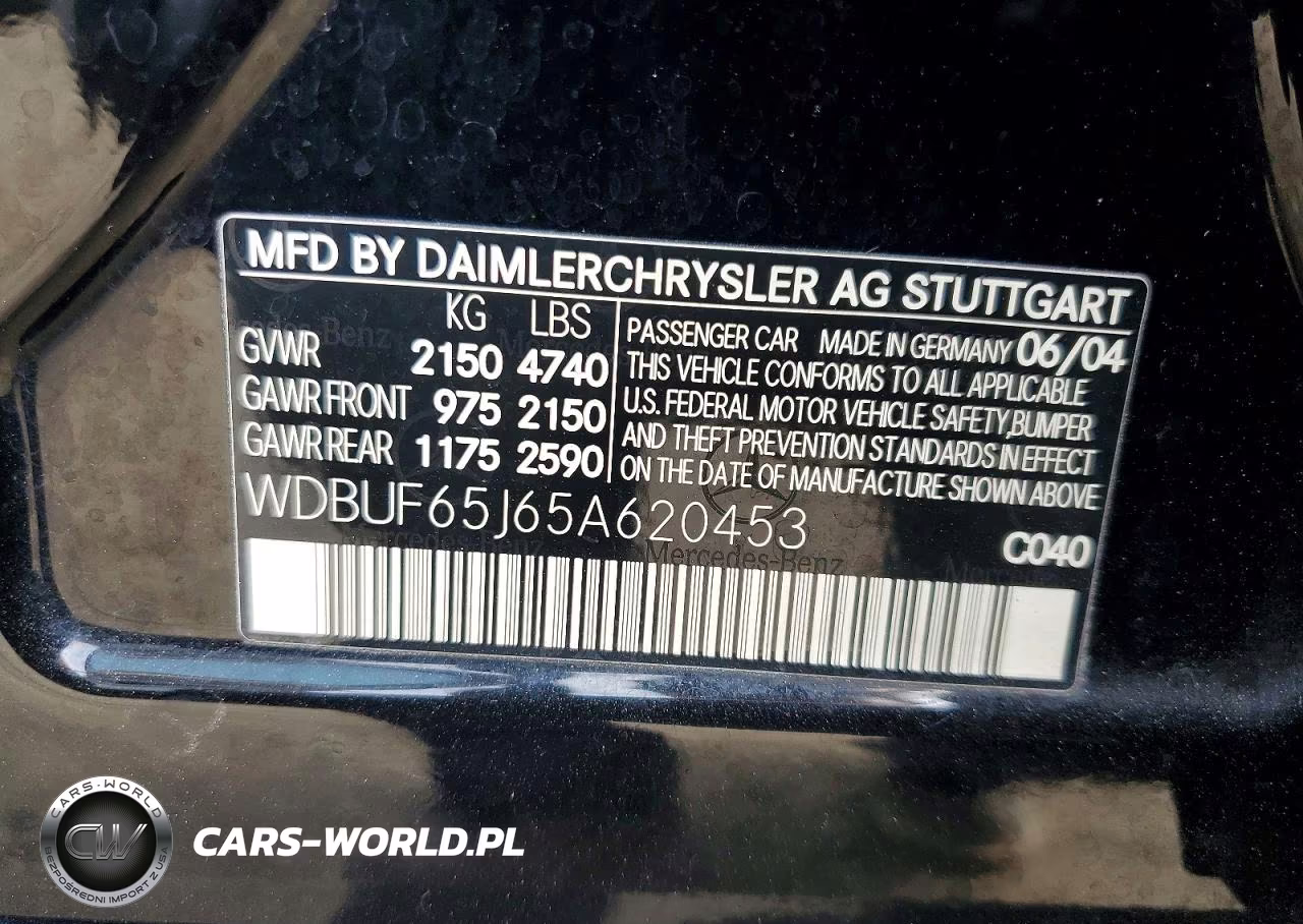 2005 Mercedes-Benz E 320 VIN:WDBUF65J65A620453 - 12