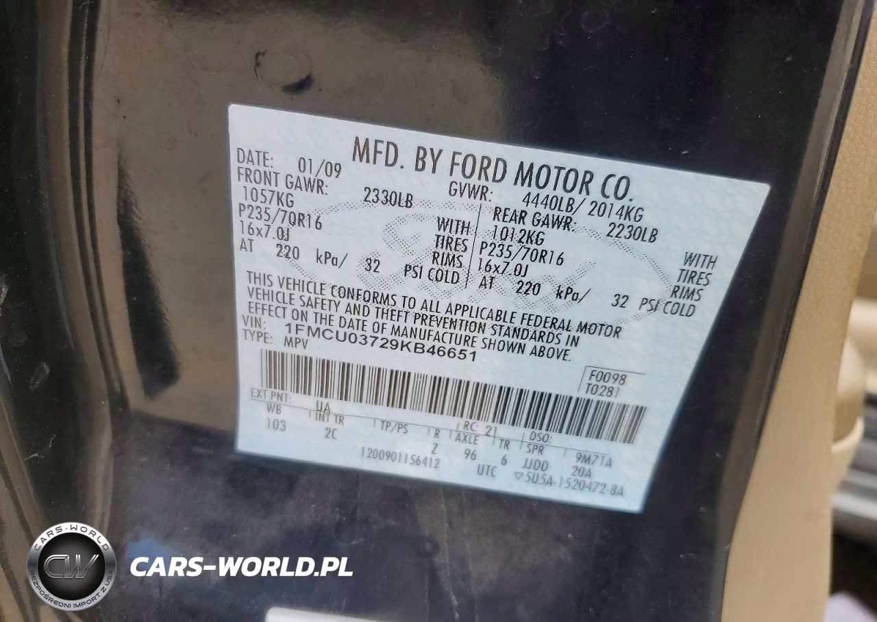 2009 Ford Escape Xlt VIN:1FMCU03729KB46651 - 13
