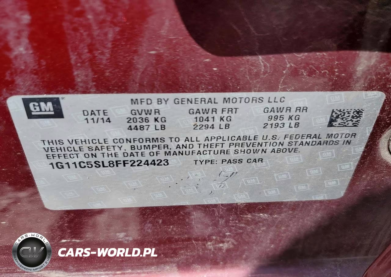 2015 Chevrolet Malibu 1Lt VIN:1G11C5SL8FF224423 - 13