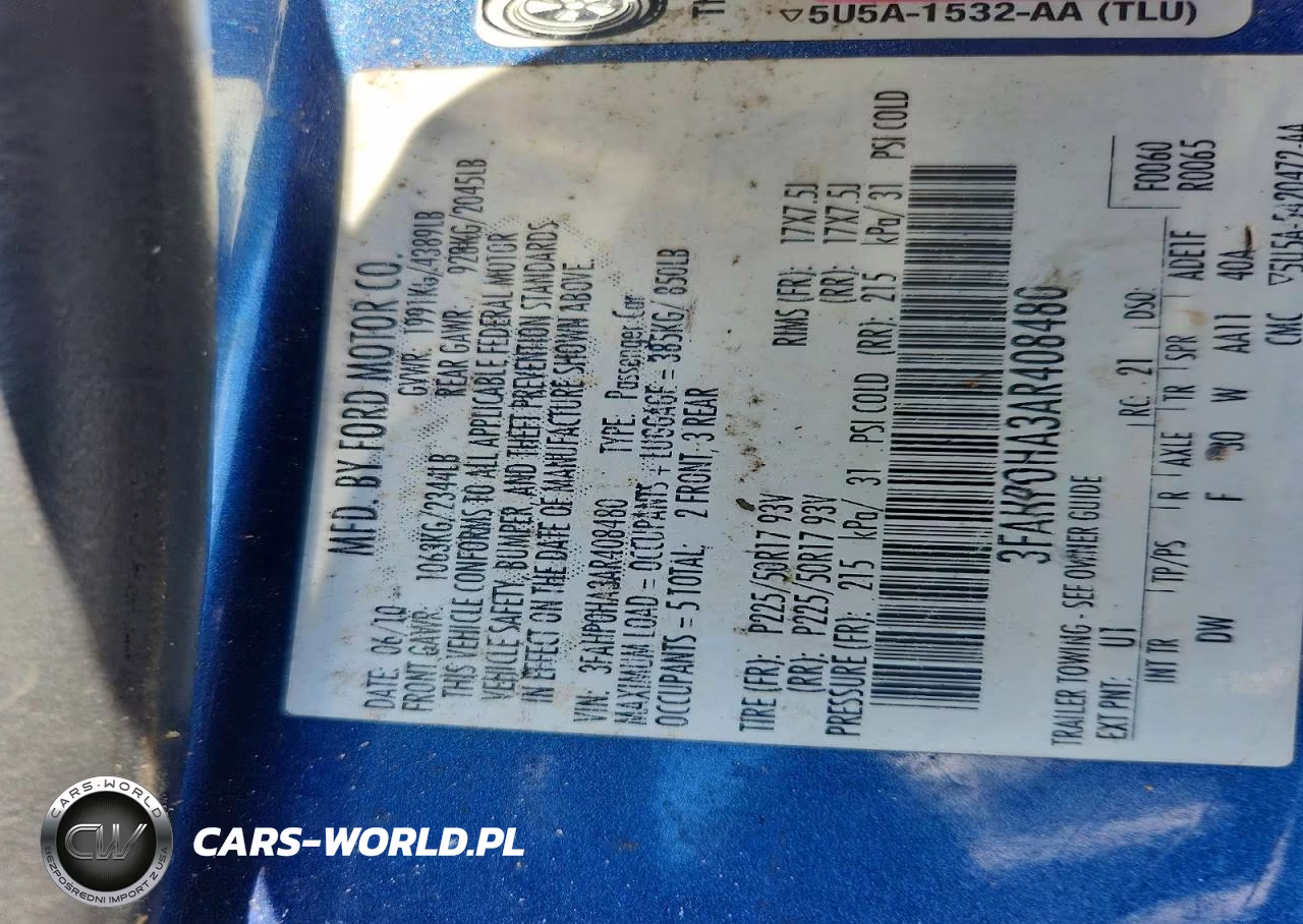 2010 Ford Fusion Se VIN:3FAHP0HA3AR408480 - 12