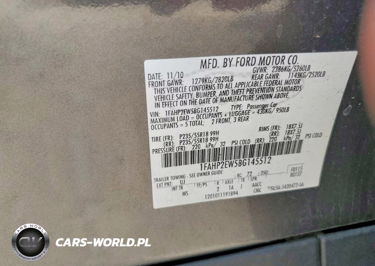 2011 Ford Taurus Sel VIN:1FAHP2EW5BG145512 - 13