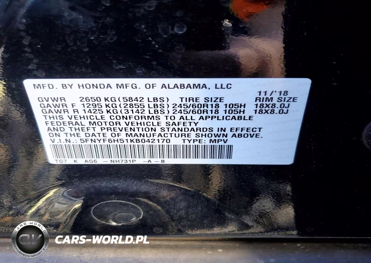 2019 Honda Pilot Exl VIN:5FNYF6H51KB042170 - 13