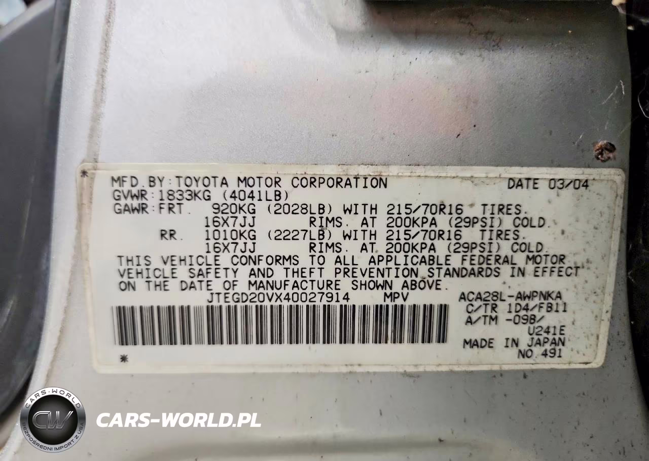2004 Toyota Rav4 Base VIN:JTEGD20VX40027914 - 13