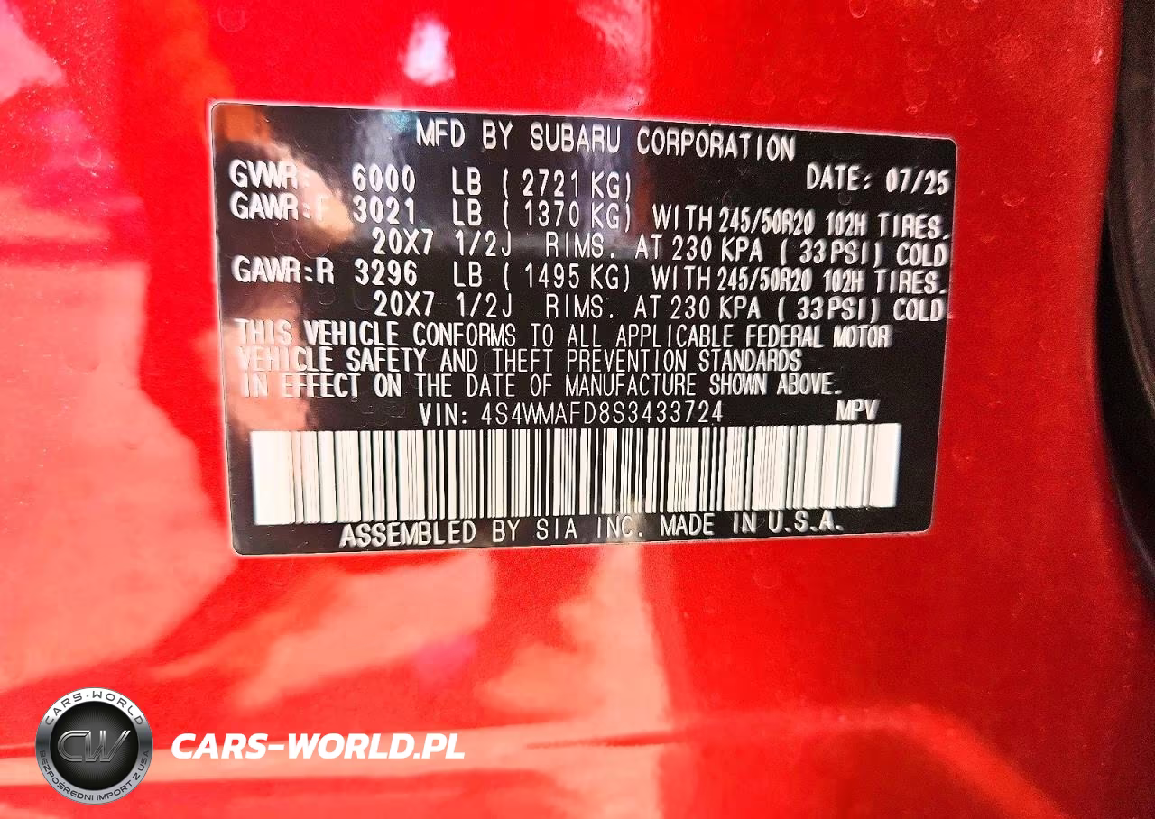 2025 Subaru Ascent Onyx Edition VIN:4S4WMAFD8S3433724 - 13