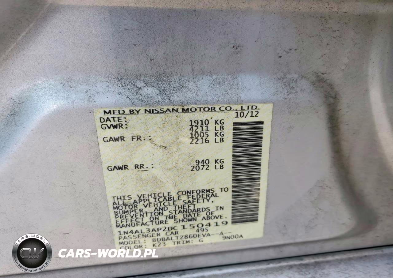 2013 Nissan Altima 2.5 VIN:1N4AL3AP2DC150419 - 12