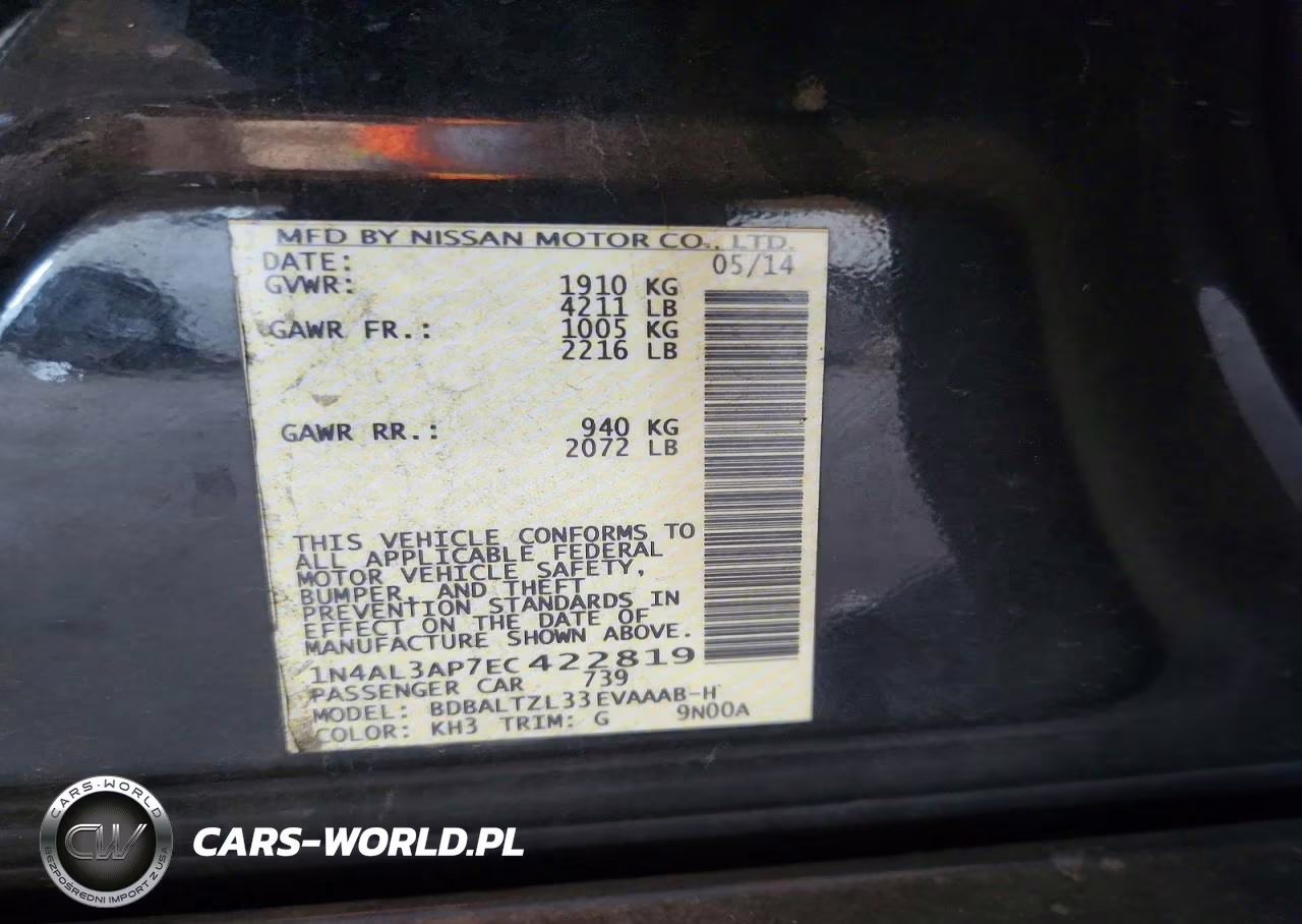 2014 Nissan Altima 2.5 VIN:1N4AL3AP7EC422819 - 12