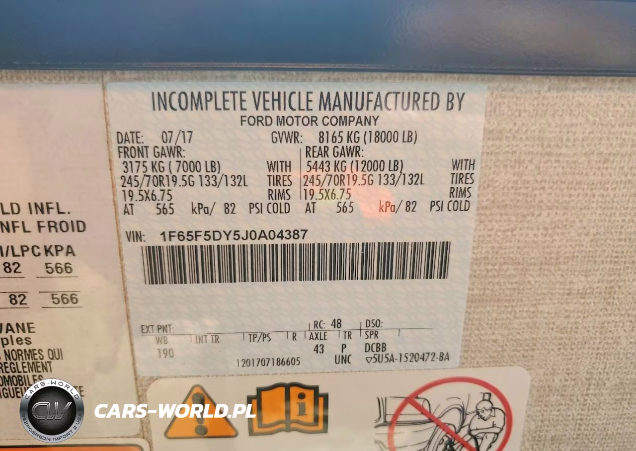 2018 Ford F53 VIN:1F65F5DY5J0A04387 - 10