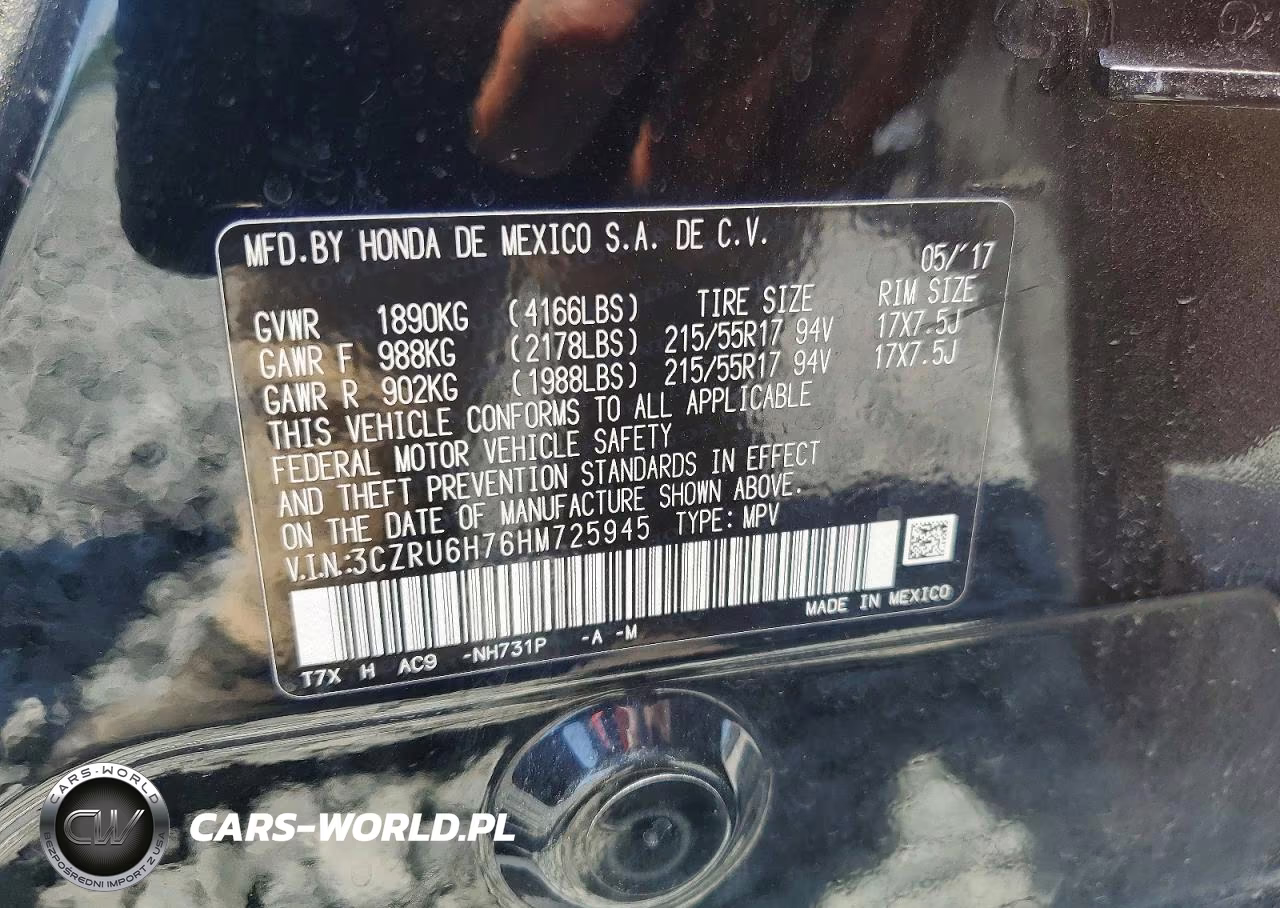 2017 Honda Hr-V Exl VIN:3CZRU6H76HM725945 - 13