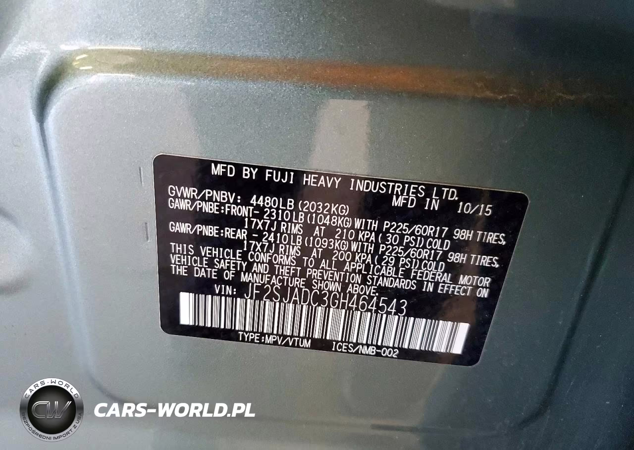 2016 Subaru Forester 2.5I Premium VIN:JF2SJADC3GH464543 - 13