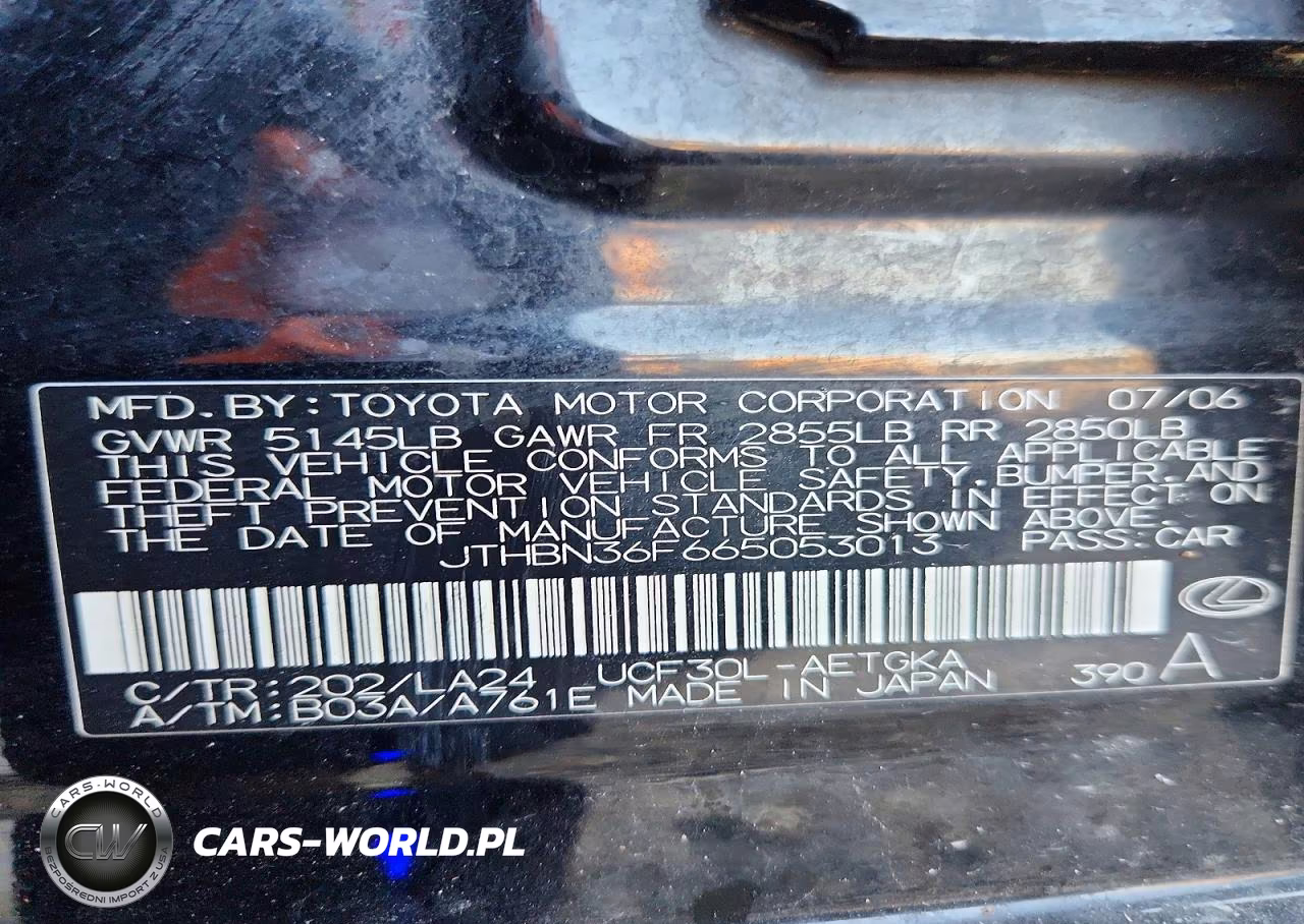 2006 Lexus Ls 430 VIN:JTHBN36F665053013 - 13