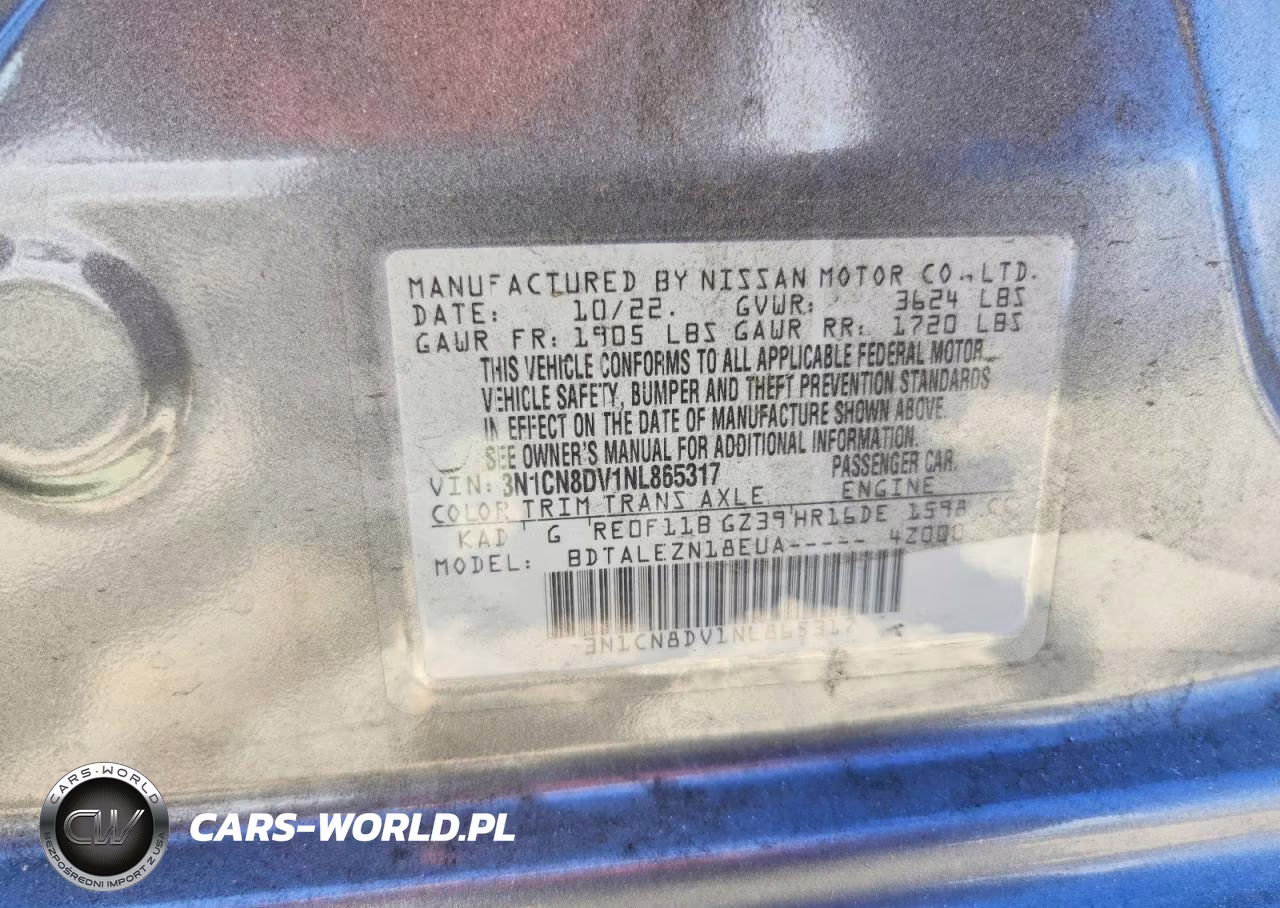 2022 Nissan Versa S VIN:3N1CN8DV1NL865317 - 13
