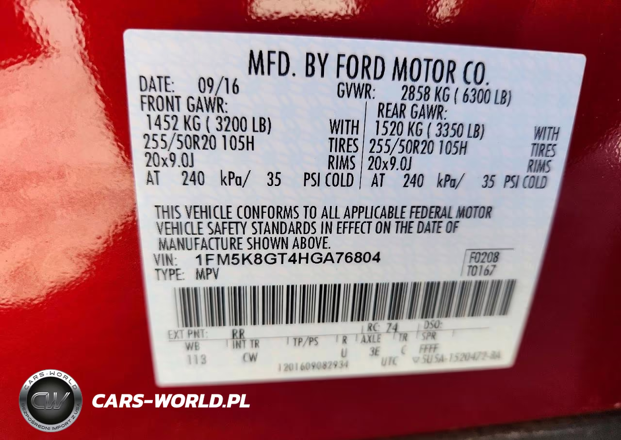 2017 Ford Explorer Sport VIN:1FM5K8GT4HGA76804 - 14