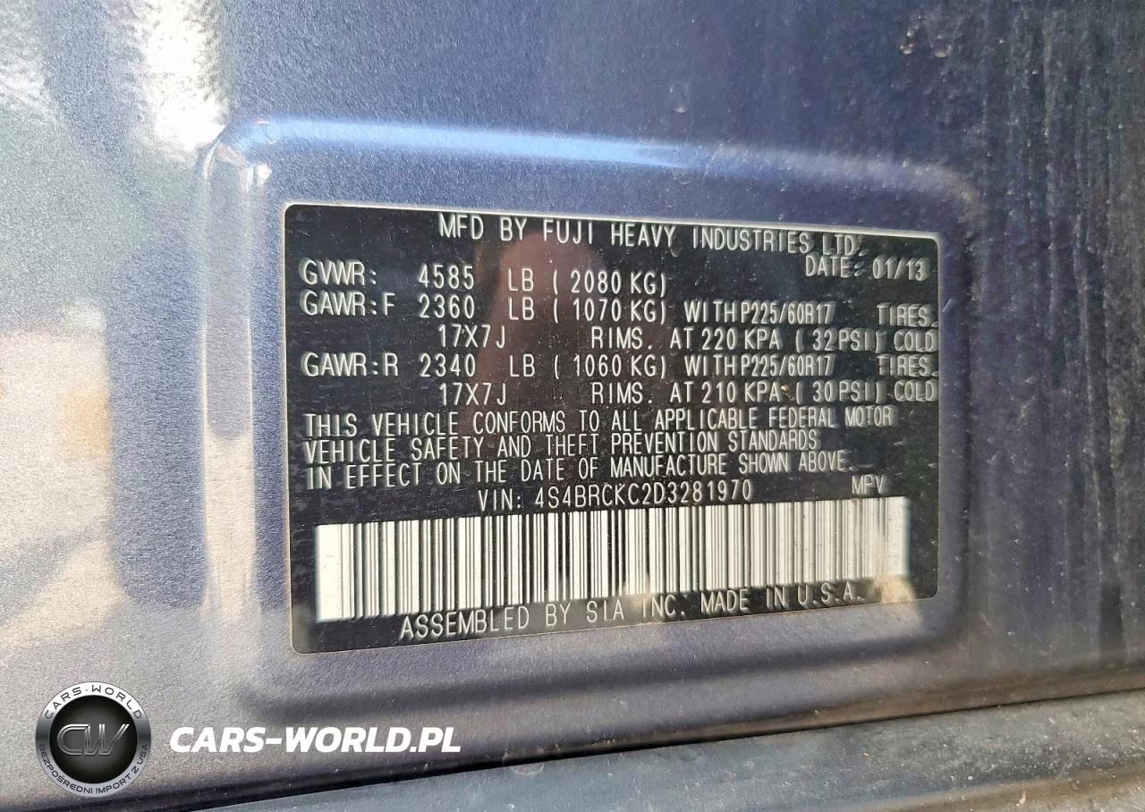 2013 Subaru Outback 2.5I Limited VIN:4S4BRCKC2D3281970 - 12