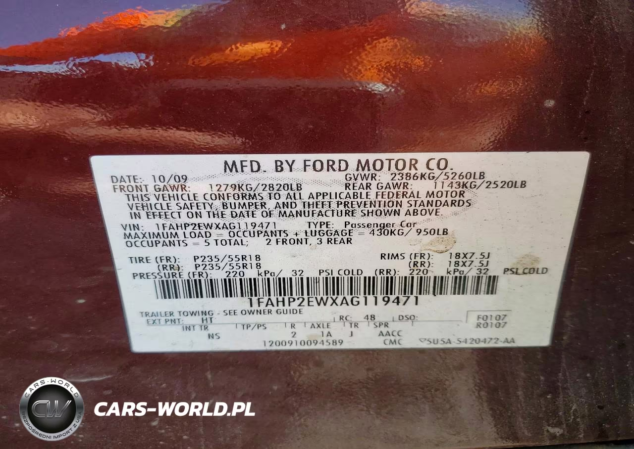 2010 Ford Taurus Sel VIN:1FAHP2EWXAG119471 - 12