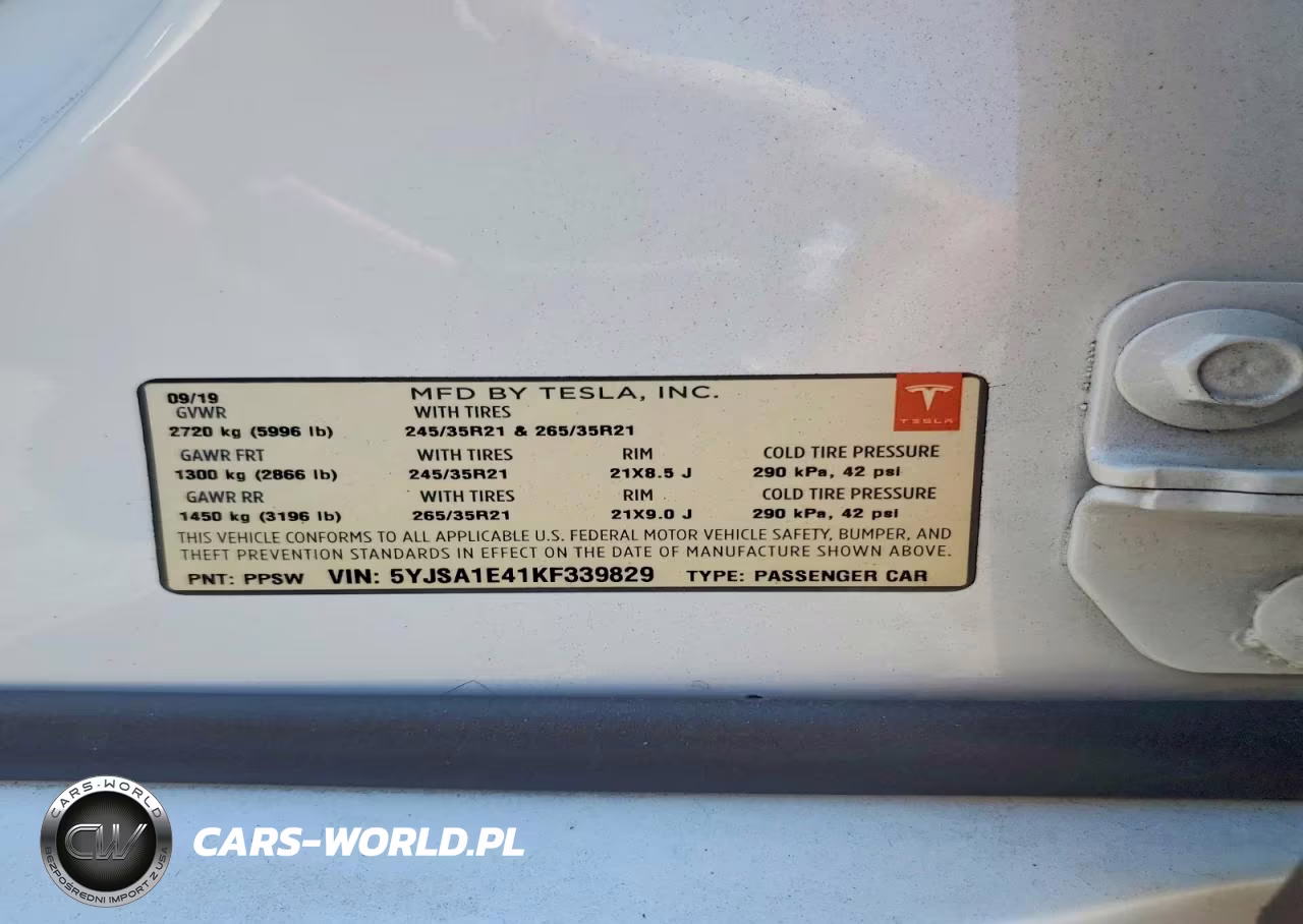 2019 Tesla Model S VIN:5YJSA1E41KF339829 - 12