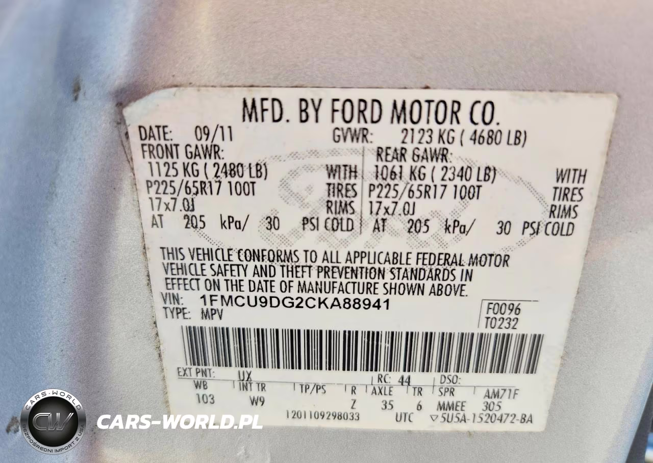 2012 Ford Escape Xlt VIN:1FMCU9DG2CKA88941 - 13