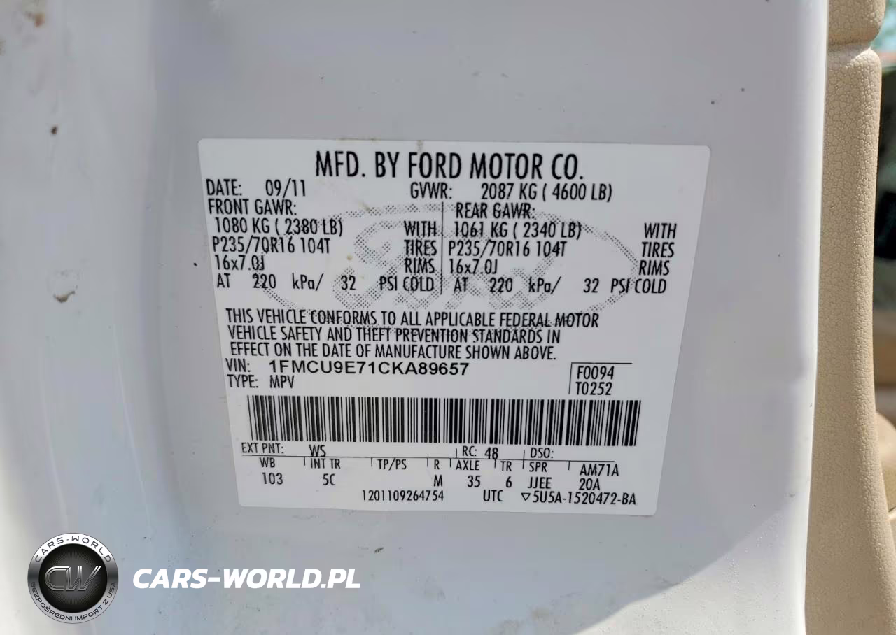 2012 Ford Escape Limited VIN:1FMCU9E71CKA89657 - 13