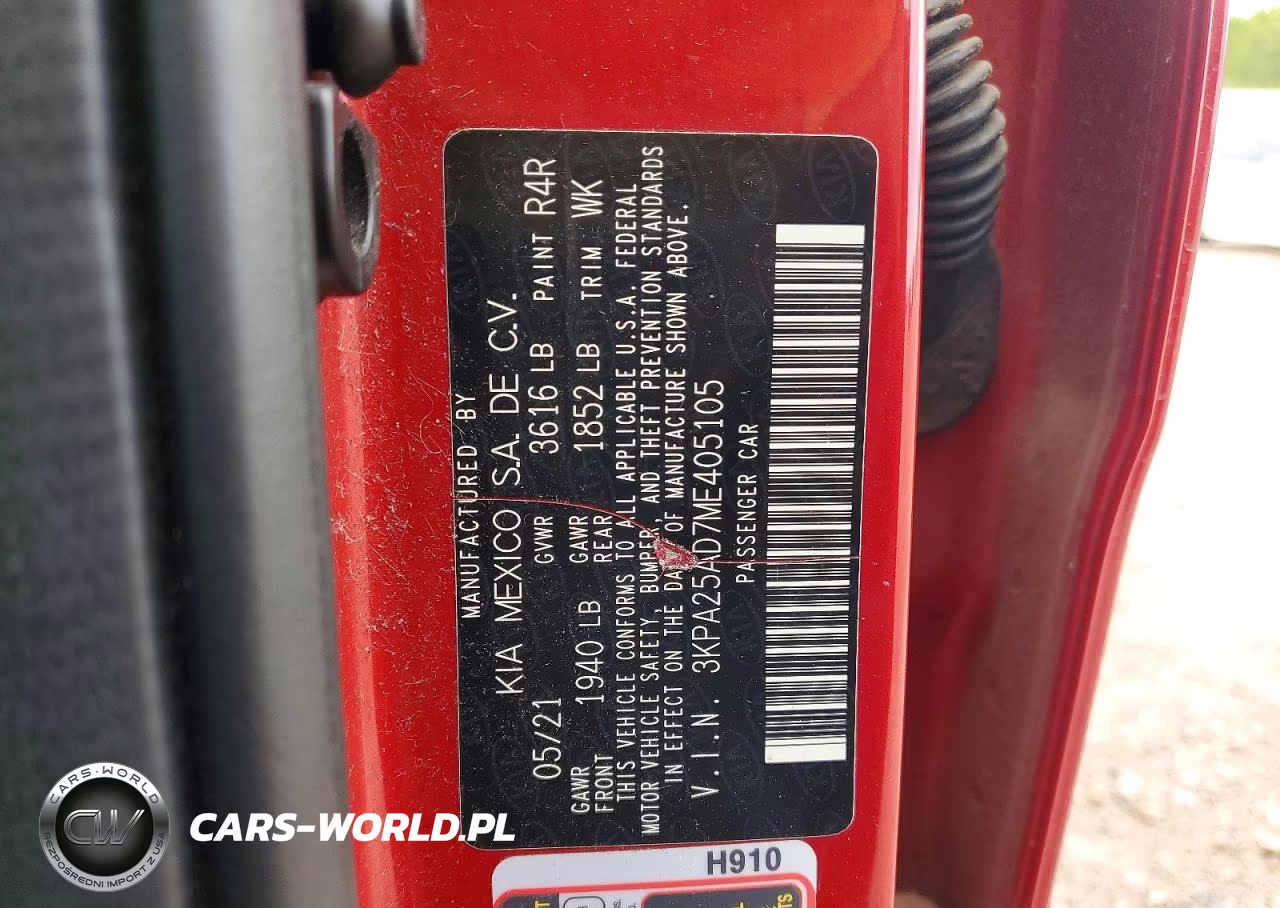 2021 Kia Rio S VIN:3KPA25AD7ME405105 - 12