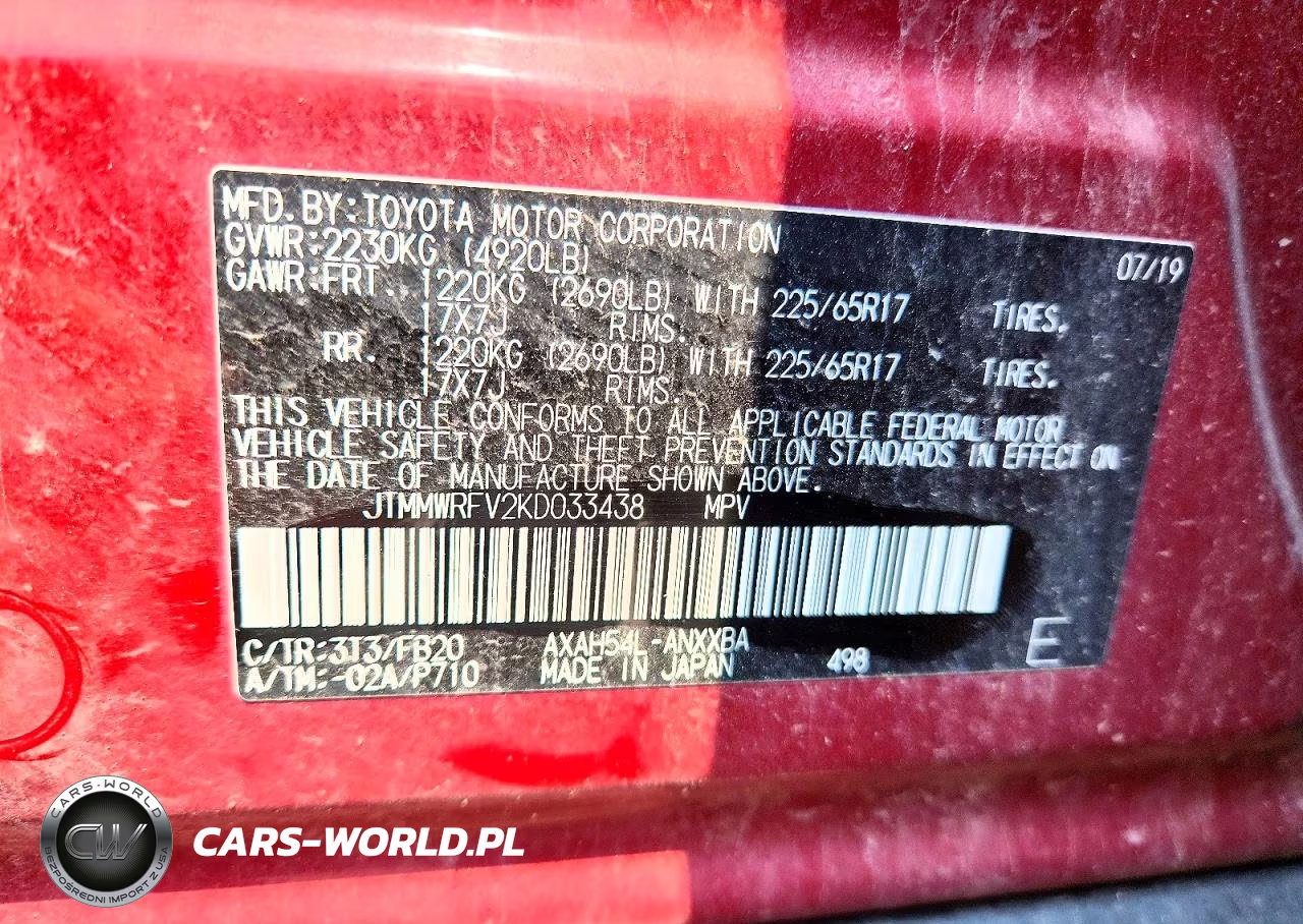 2019 Toyota Rav4 Le VIN:JTMMWRFV2KD033438 - 13