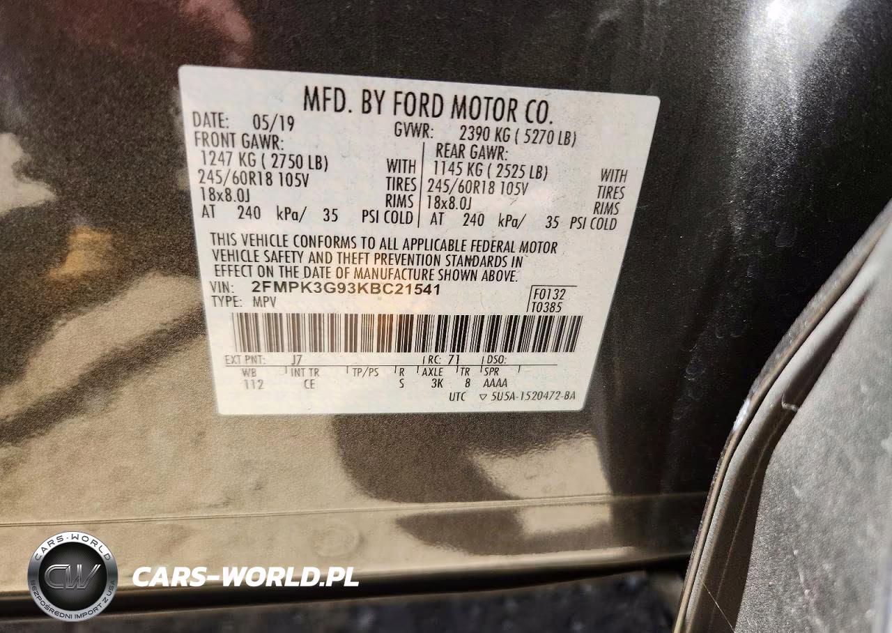 2019 Ford Edge Se VIN:2FMPK3G93KBC21541 - 13