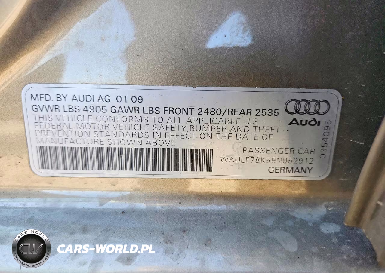 2009 Audi A4 2.0T Quattro VIN:WAULF78K59N052912 - 12