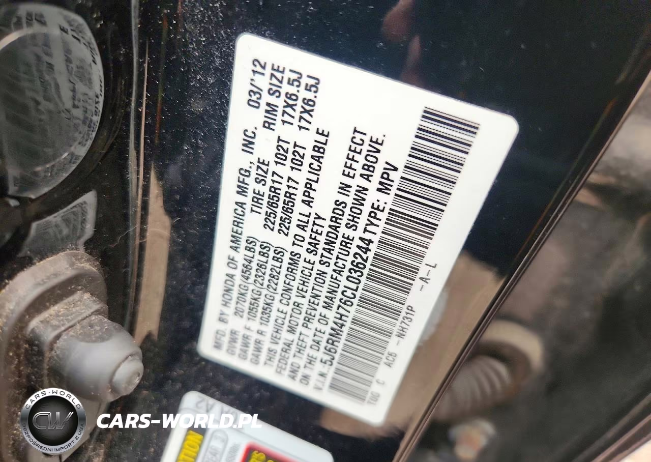 2012 Honda Cr-V Exl VIN:5J6RM4H76CL036244 - 14