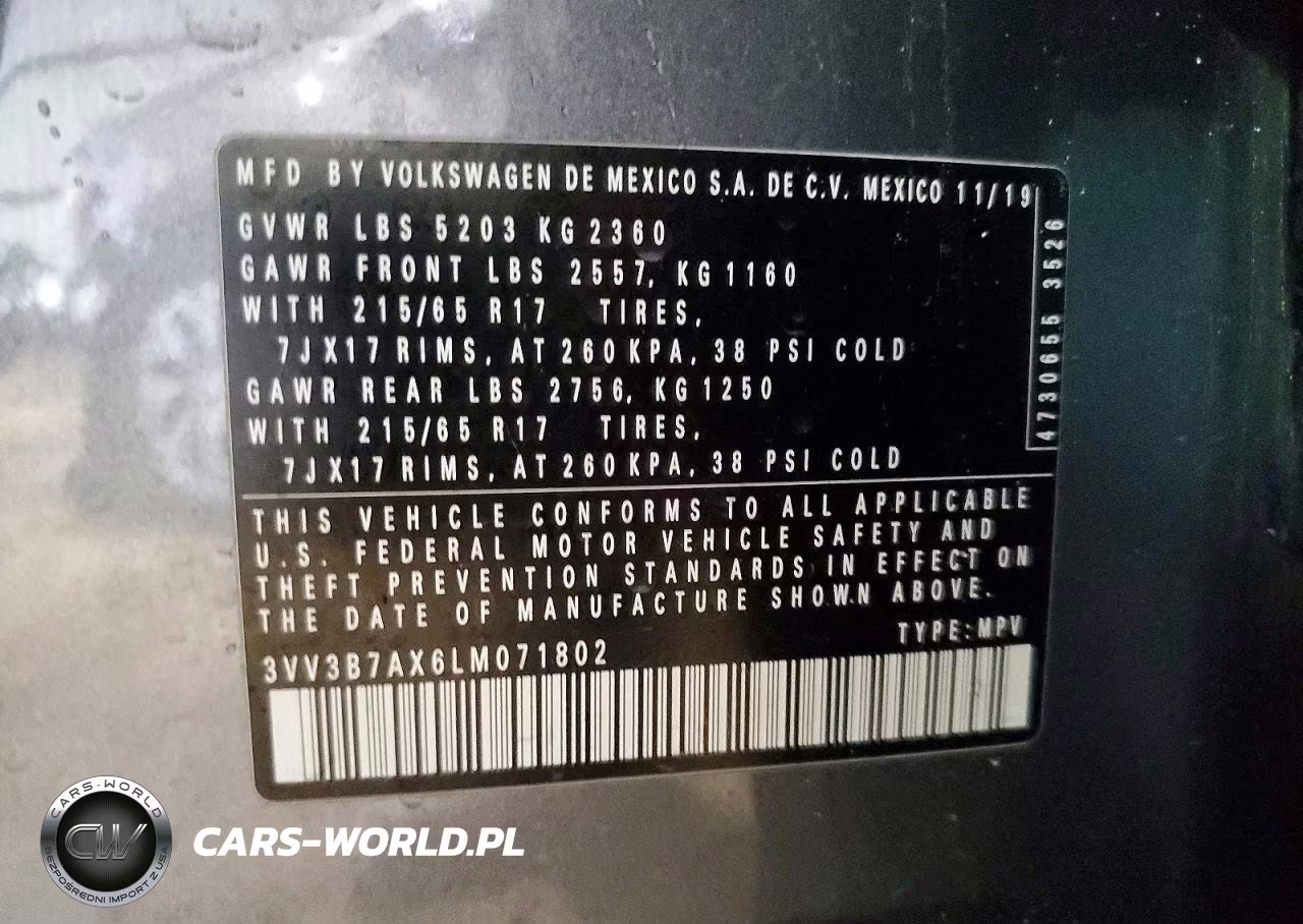2020 Volkswagen Tiguan Se VIN:3VV3B7AX6LM071802 - 13