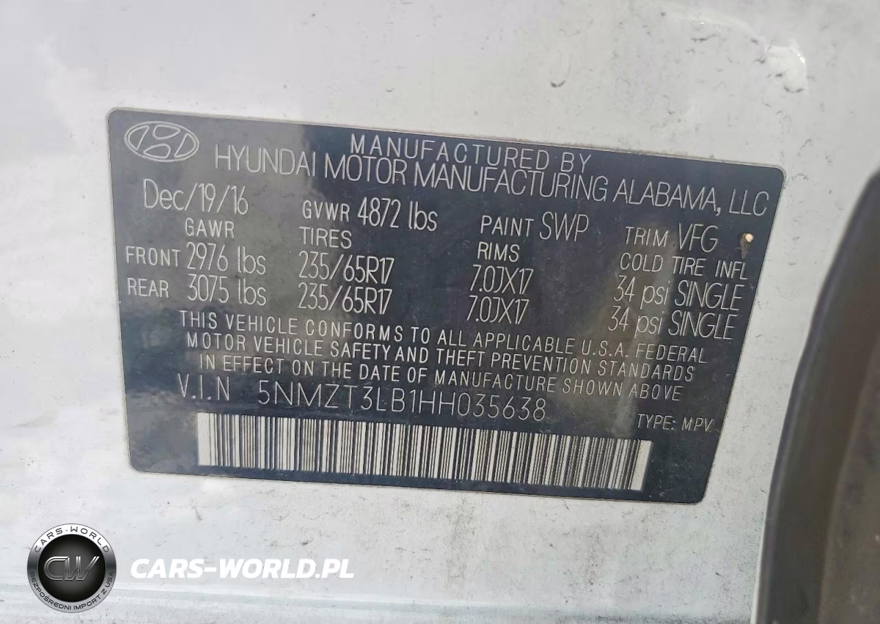 2017 Hyundai Santa Fe Sport 2.4L VIN:5NMZT3LB1HH035638 - 13