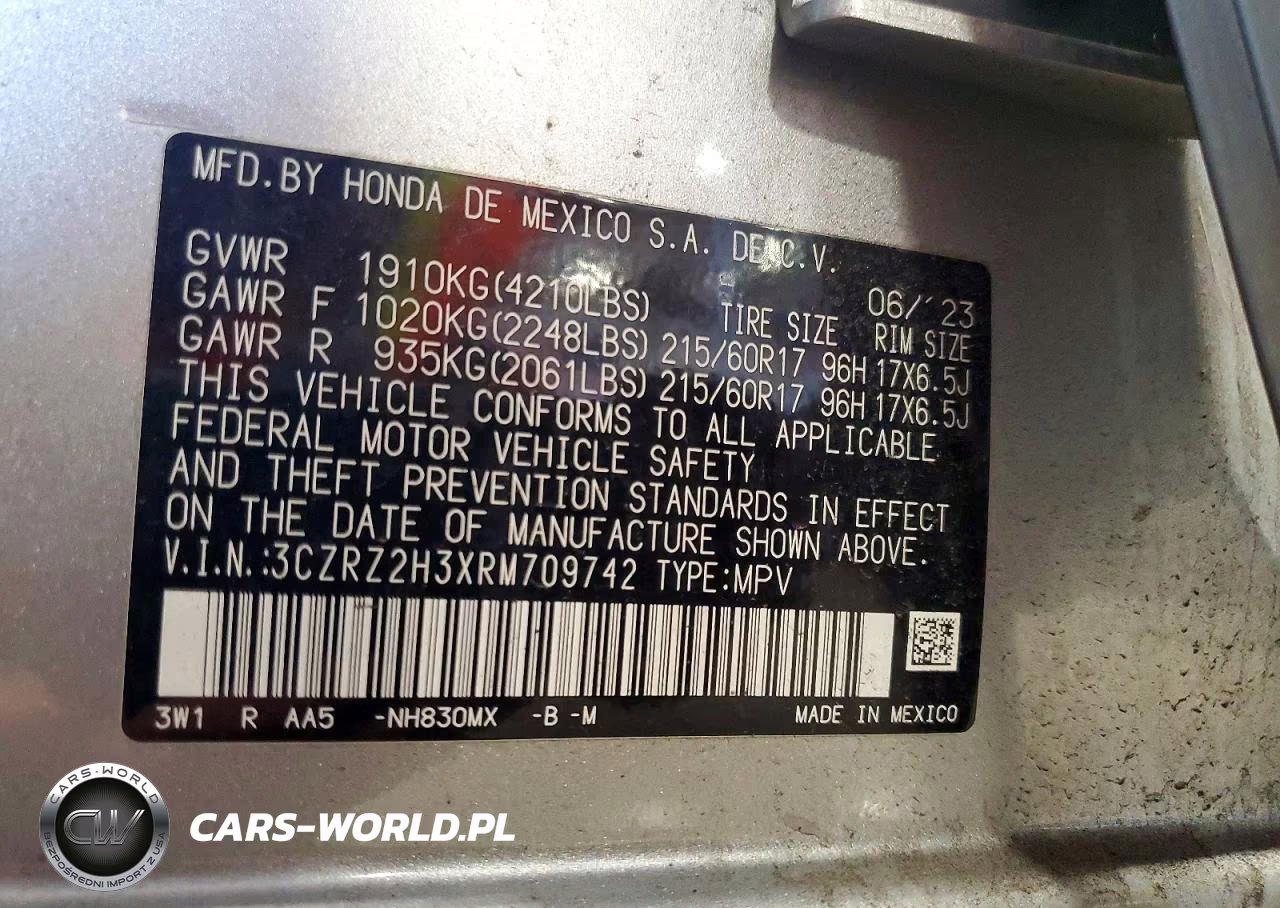 2024 Honda Hr-V Lx VIN:3CZRZ2H3XRM709742 - 13