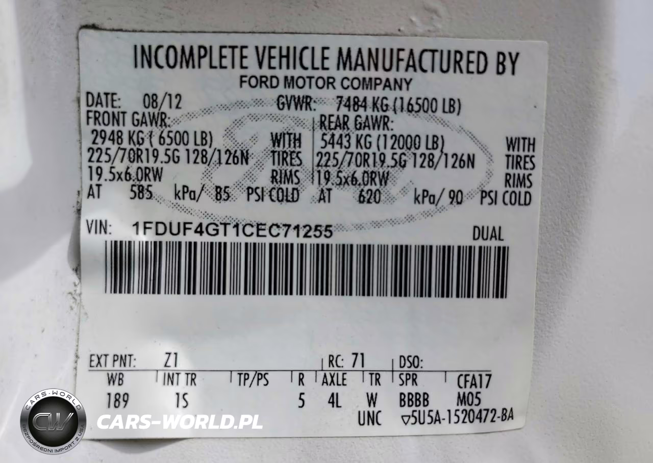 2012 Ford F450 Super Duty VIN:1FDUF4GT1CEC71255 - 13