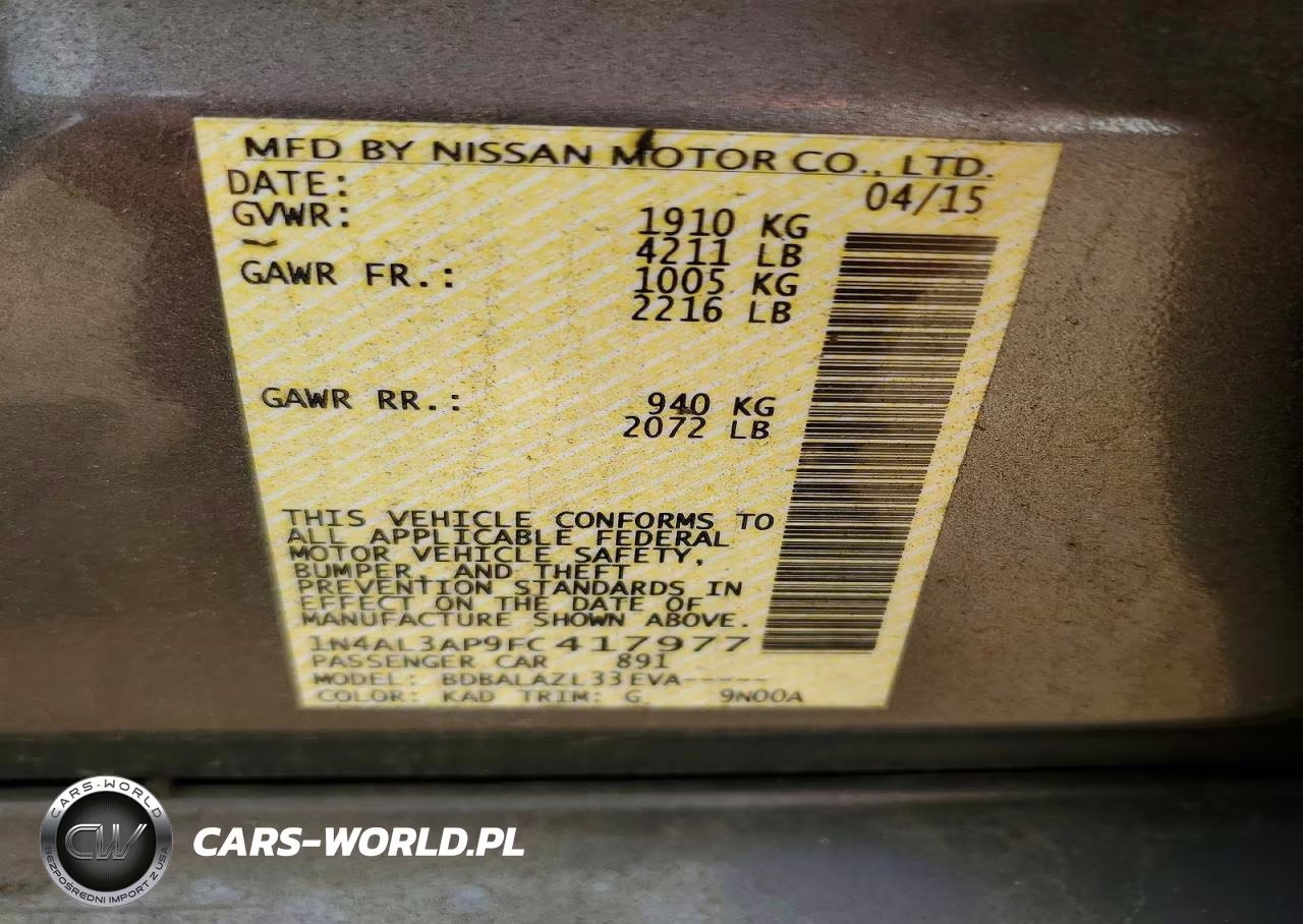 2015 Nissan Altima 2.5 VIN:1N4AL3AP9FC417977 - 12