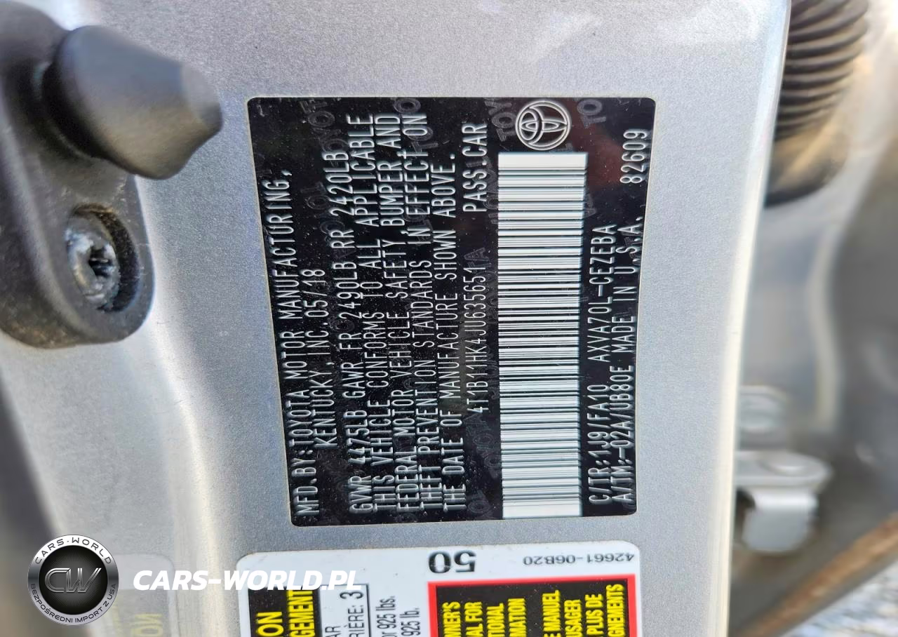 2018 Toyota Camry L VIN:4T1B11HK4JU635651 - 12