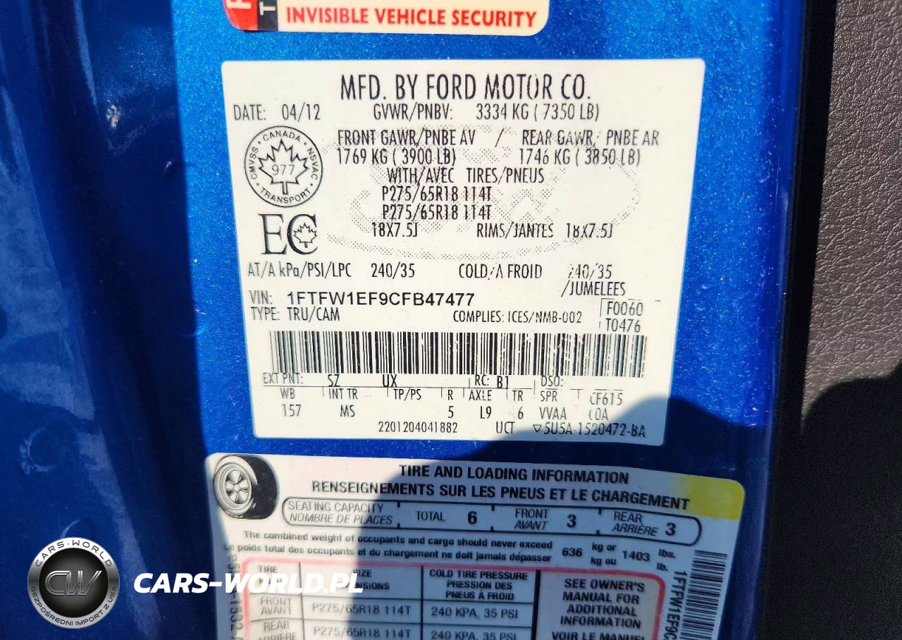 2012 Ford F150 Supercrew VIN:1FTFW1EF9CFB47477 - 12