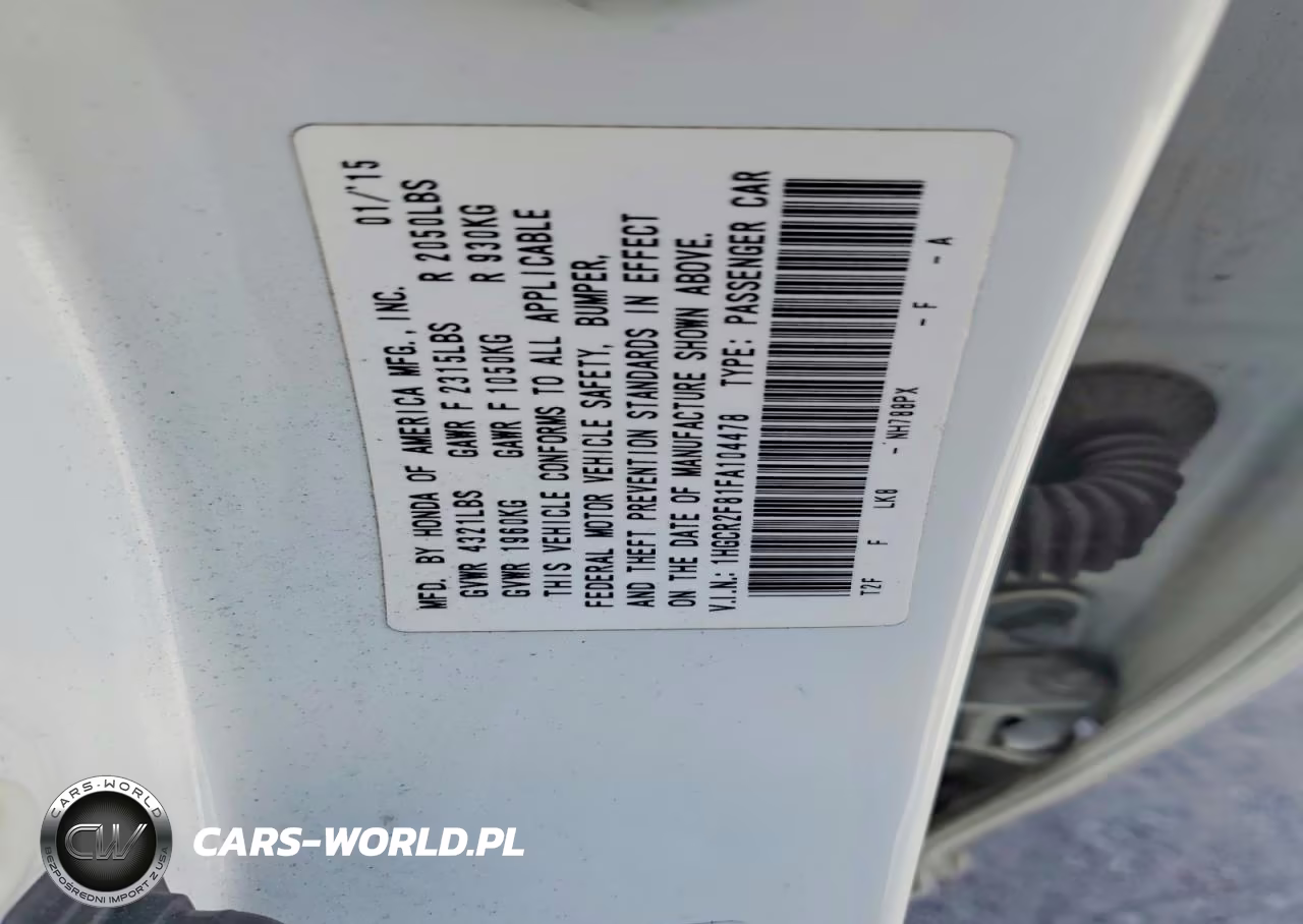 2015 Honda Accord Exl VIN:1HGCR2F81FA104478 - 12