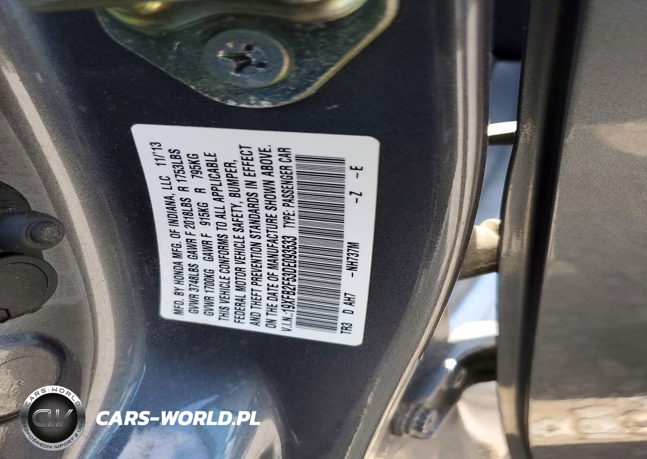 2013 Honda Civic Lx VIN:19XFB2F53DE093533 - 12
