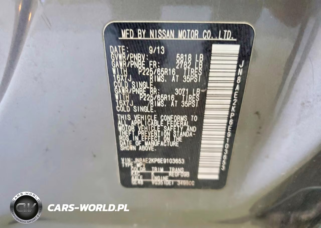 2014 Nissan Quest 3.5 Sv VIN:JN8AE2KP6E9103653 - 13