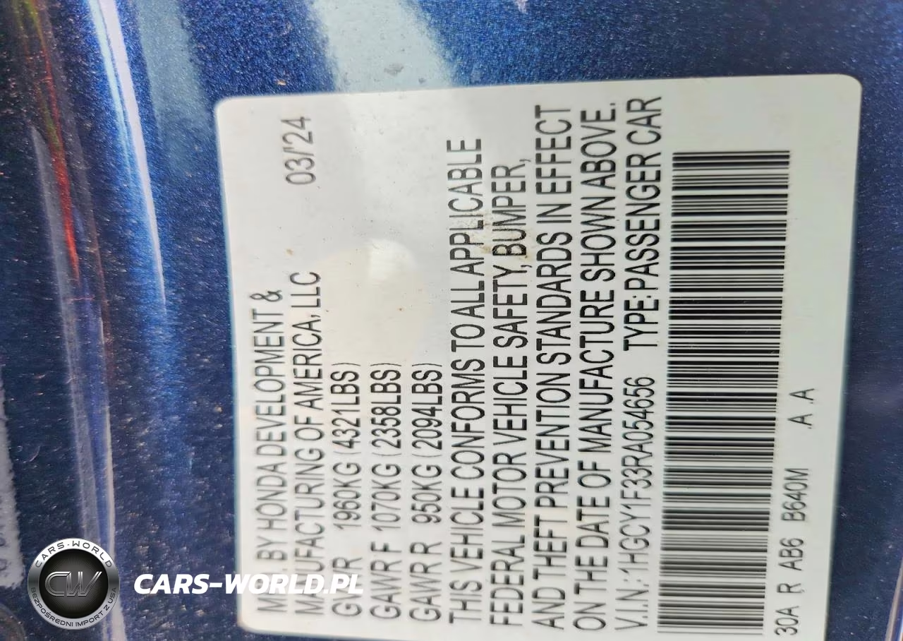 2024 Honda Accord Ex VIN:1HGCY1F33RA054656 - 12