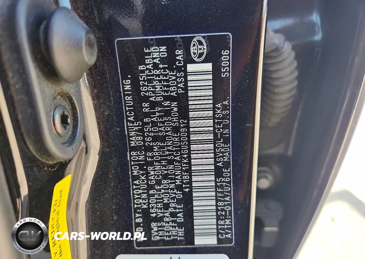 2016 Toyota Camry Se VIN:4T1BF1FK4GU500912 - 12