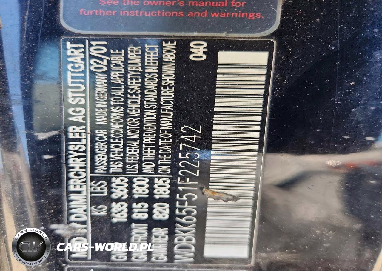 2001 Mercedes-Benz Slk 320 VIN:WDBKK65F51F225742 - 12