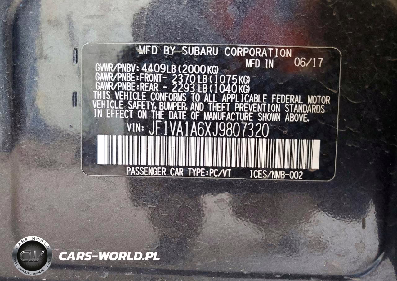 2018 Subaru Wrx VIN:JF1VA1A6XJ9807320 - 13