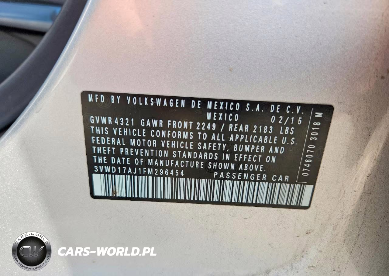 2015 Volkswagen Jetta Se VIN:3VWD17AJ1FM296454 - 12