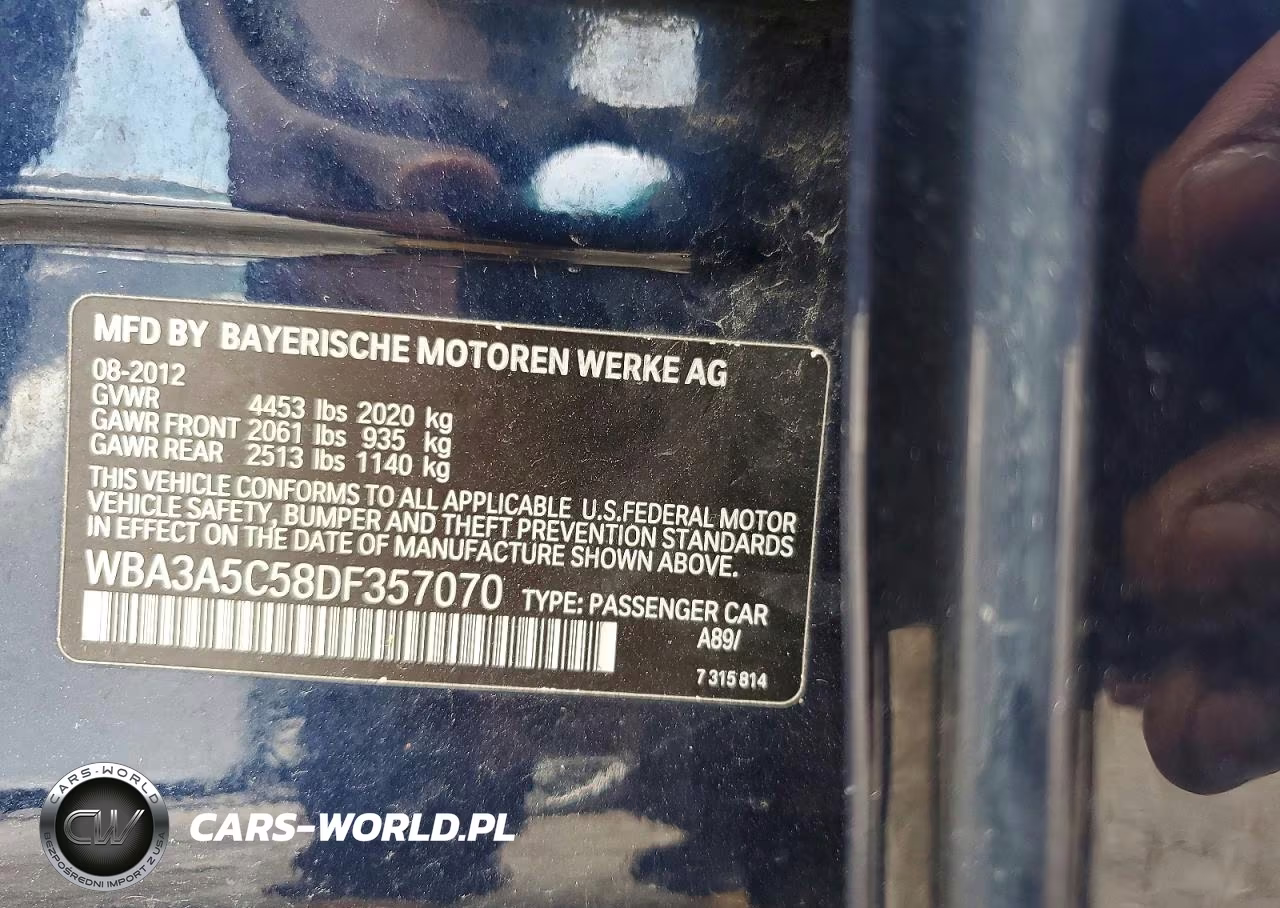 2013 BMW 328 I VIN:WBA3A5C58DF357070 - 12